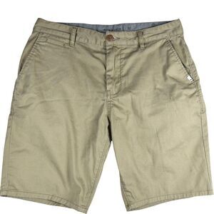 QUIKSILVER Shorts Men's Straight Fit Chino 32 Medium Khaki Cotton Pockets Casual